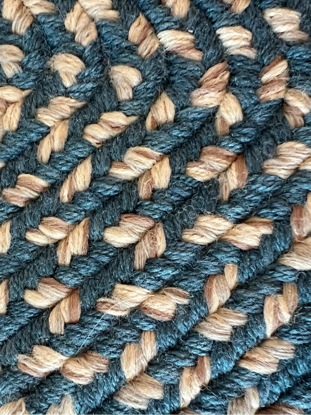 Handwoven Teal and Natural Heart-Shaped Braided Placemat. Set of 5